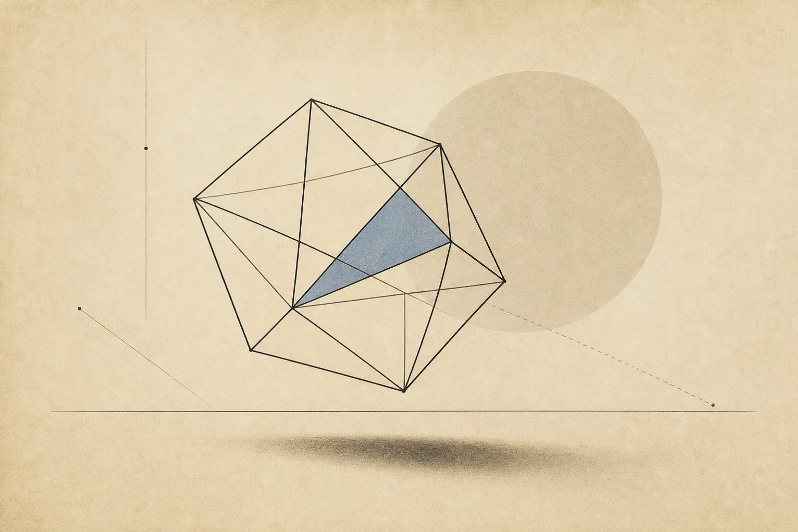Editorial Illustration: schwebendes Low-Poly-Polyeder als Symbol für 3D- und AR-Produktdarstellung im Web.