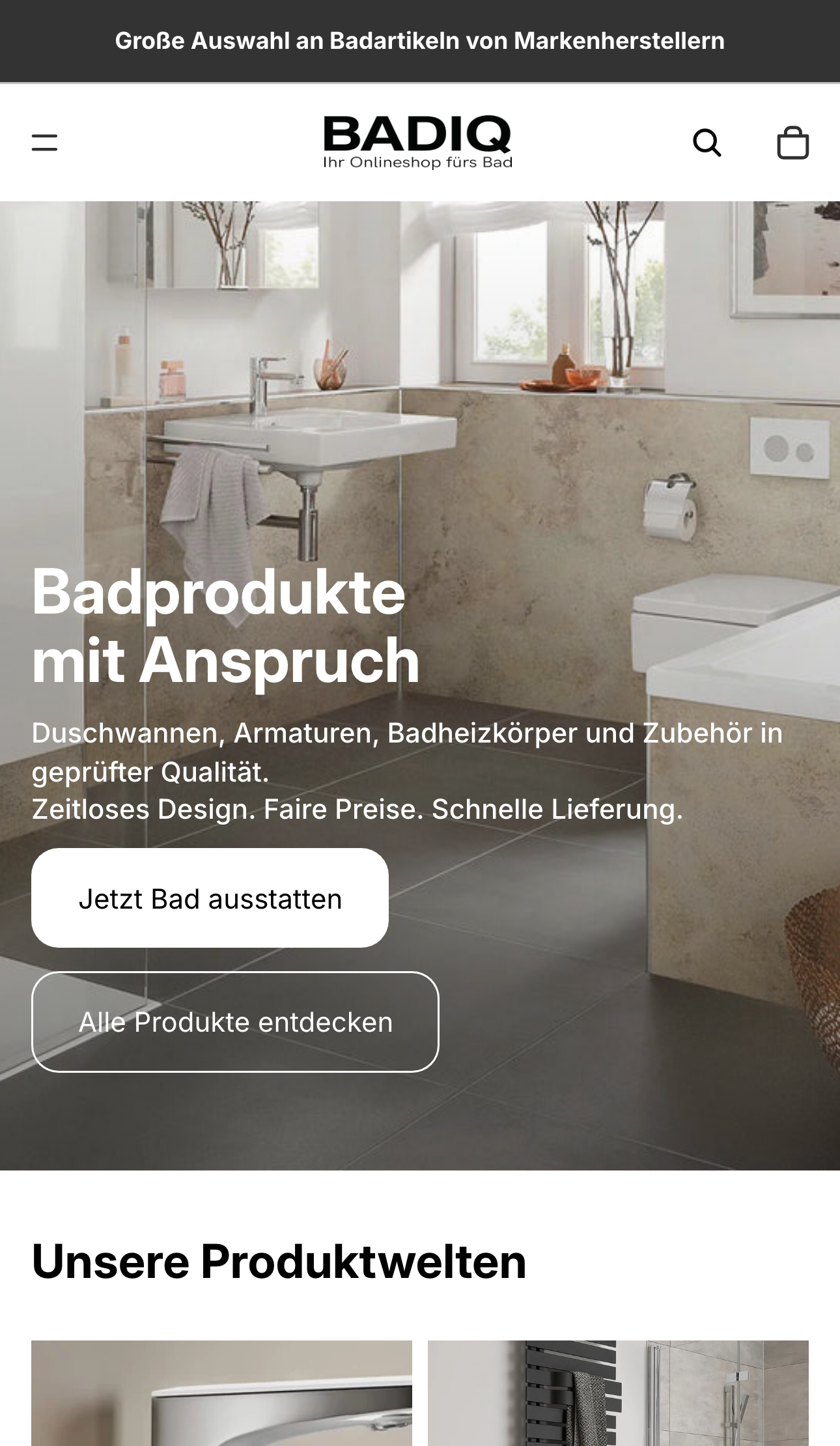 Screenshot des badiq Shopify Plus Shops