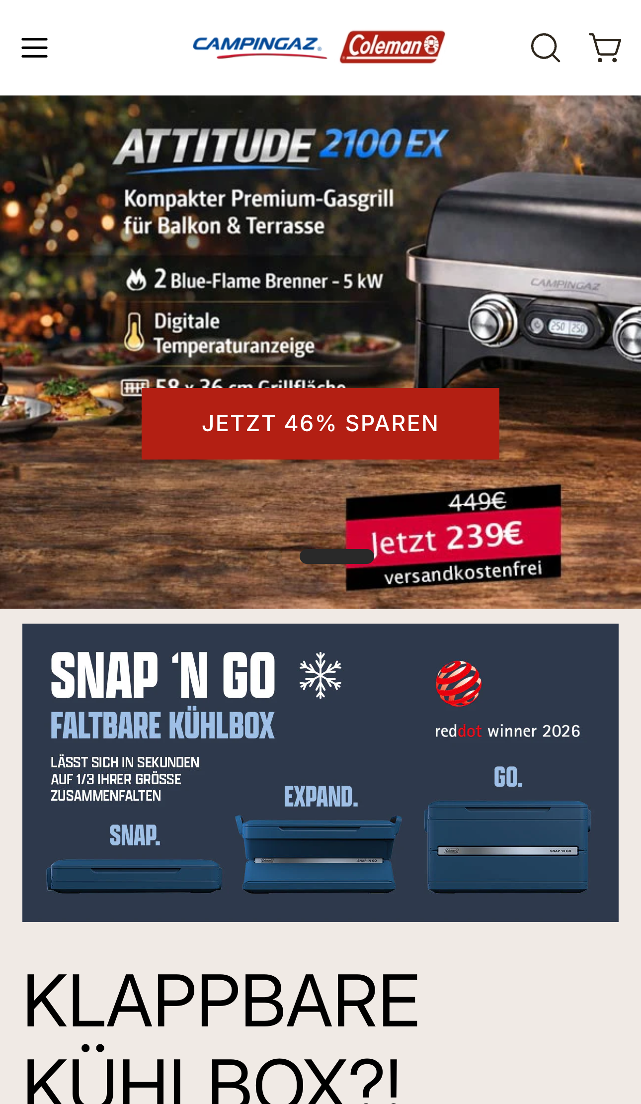 Screenshot des Campingaz Shopify Plus Shops