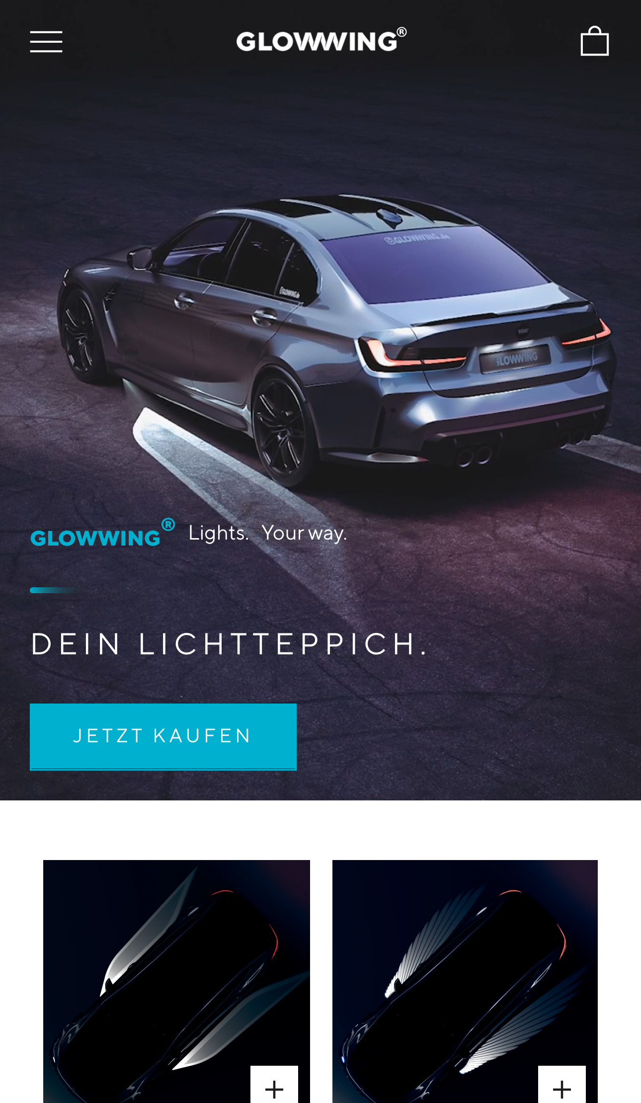 Screenshot des glowwing Shopify Plus Shops