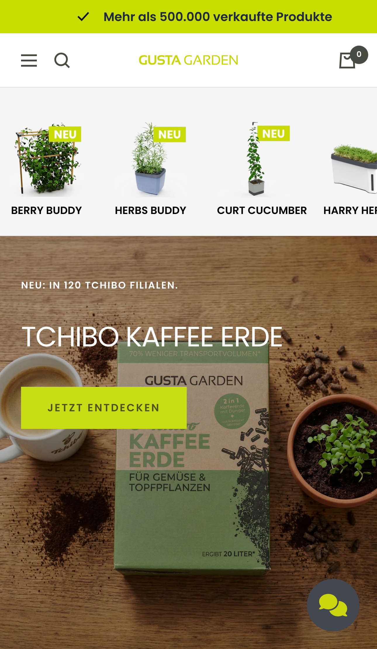 Screenshot des Gustagarden Shopify Plus Shops