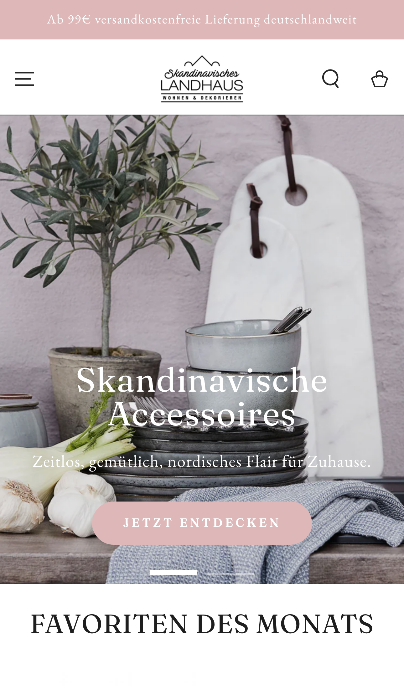 Screenshot des Skandinavisches Landhaus Shopify Plus Shops